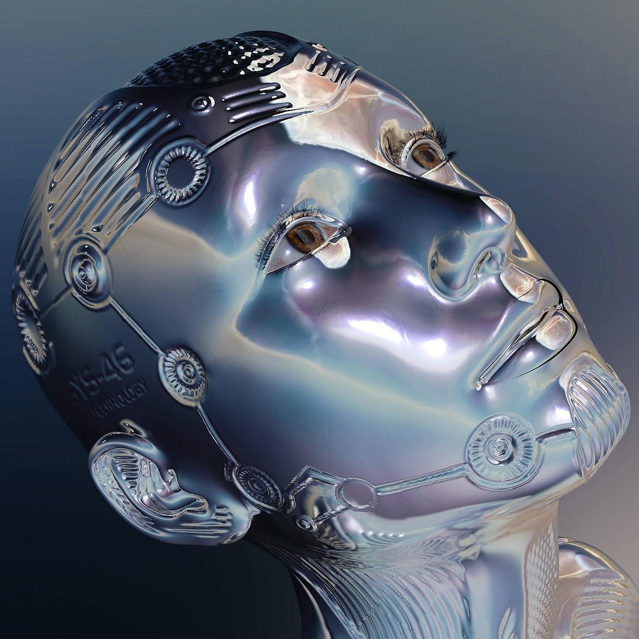 Robô com inteligência artificial representando automação com IA e agentes autônomos