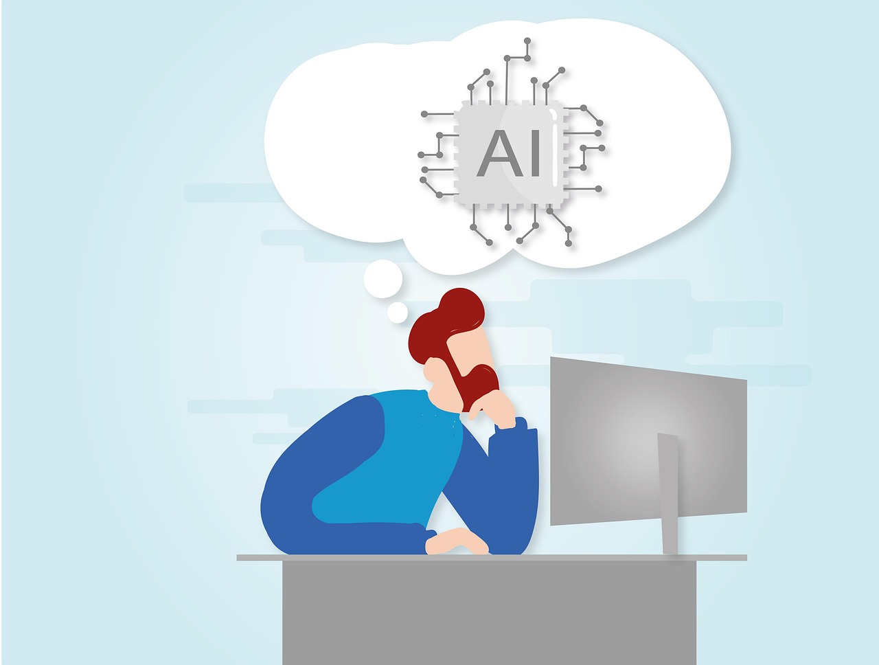 Profissional usando chatbot de inteligência artificial no computador representando profissões do futuro com IA